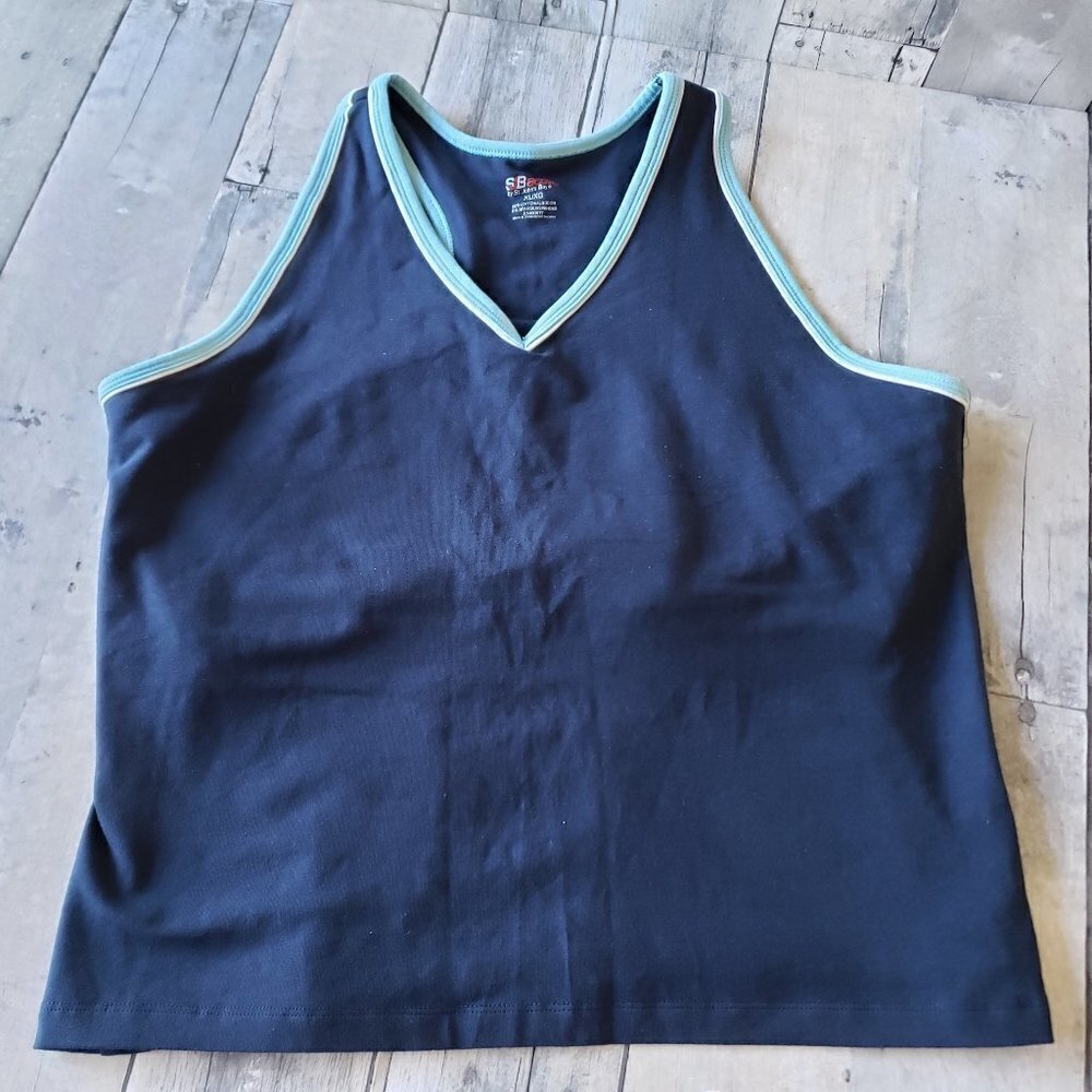 St. John's Bay Blue Active Top with Shelf Bra - Size XL